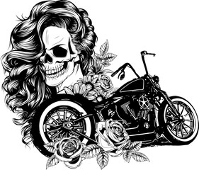 Naklejka premium kobieta na motocyklu