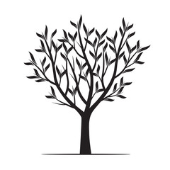 Black Trees with Leafs. Vector Illustration.