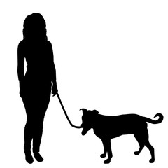 Women walking a dog