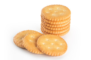 Cracker biscuit isolated on white background.