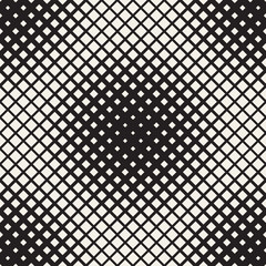 Repeating Shape Halftone. Modern Geometric Lattice Texture. Vector Seamless Monochrome Pattern