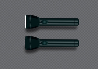 flashlight on a transparent background.Shine.lighting the space.metal.