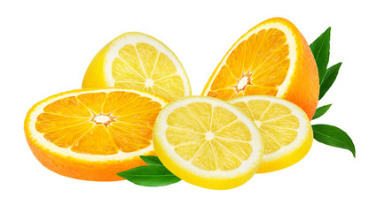 Fototapeta na wymiar lemon and orange fruit isolated on white