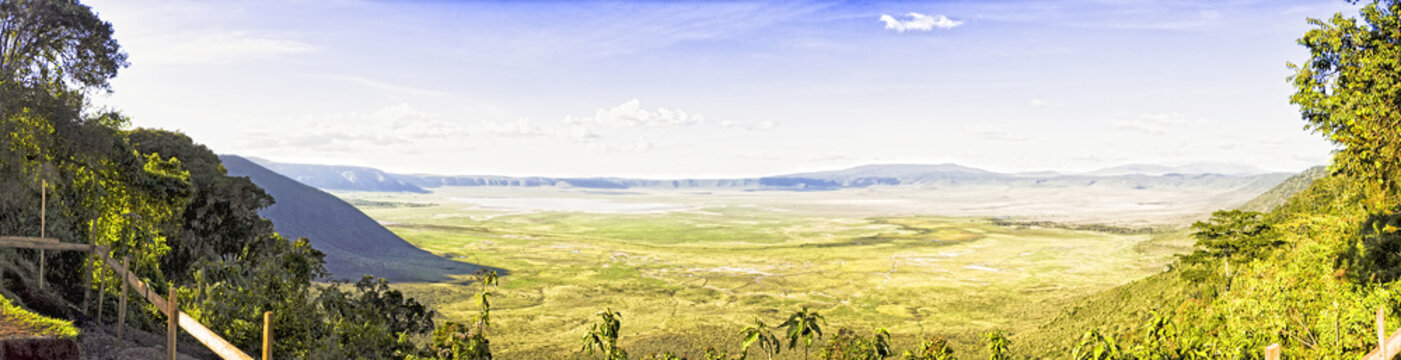Panoramic view of Crater  Ngorongoro the afternoon