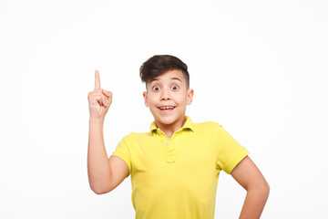 Kid gesturing on white background