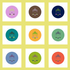 Collection of stylish vector icons in colorful circles babies Bed carousel