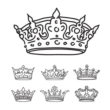Set of black crowns. Vector icons