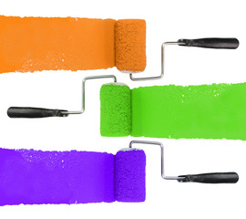 Paint Roller With Orange Green and Purple