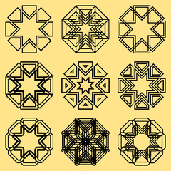 A set of northern ornaments. Motives of northern stars of northern peoples in a set of nine ornaments.
