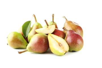 Ripe pears isolated on a white