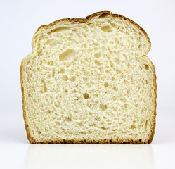 Front view of a slice of white bread.