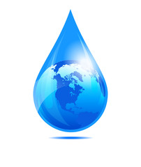 Water Drop World, America, USA, Canada, North America, Globe in a Water Droplet