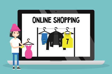 Online shopping concept. Conceptual illustration / flat editable vector, clip art