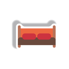 Vector illustration in paper sticker style bed