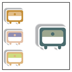 Collection of Vector illustration in paper sticker style office drawer