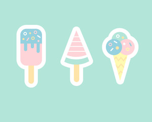 Ice cream flat sticker cons