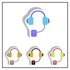 Collection of Vector illustration in paper sticker style headphones