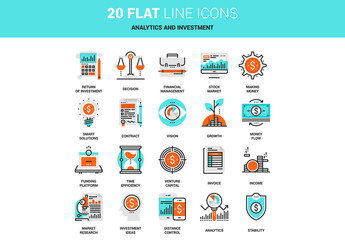 20 Line Art Investment and Data Icons
