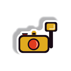 Vector illustration in paper sticker style camera