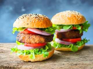 Pork chop steak hamburger.