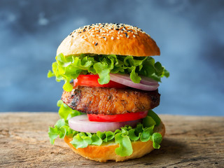 Pork chop steak hamburger.