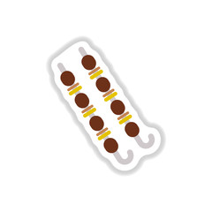 meat kebab grilled,mutton, steaks on skewers, picnic with grilled meal sticker