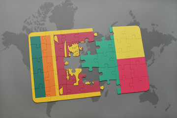 puzzle with the national flag of sri lanka and benin on a world map