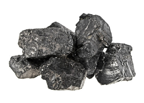 Pile of coal on white background, Anthracite