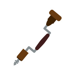 brace and bits carpentry tool vector icon illustration