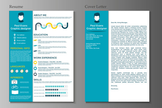 Resume and Cover letter collection.  Modern CV set with Infographics elements.