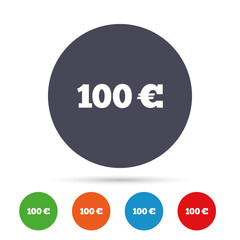 100 Euro sign icon. EUR currency symbol.