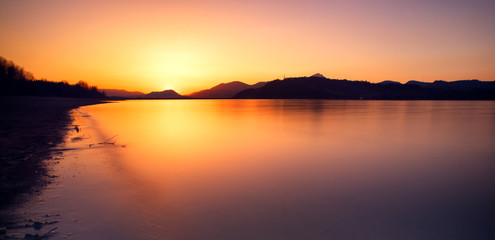 Sunset on lake Liptovska Mara, Slovakia