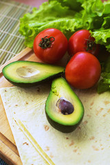 healthy food. salad. avocado. tomato