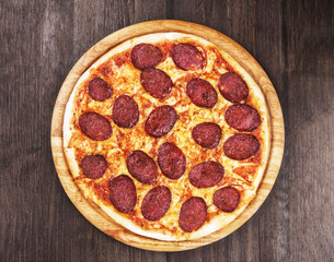 Pepperoni pizza with salami and cheese