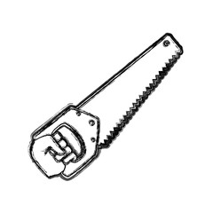 hand holding handsaw vector icon illustration graphic design