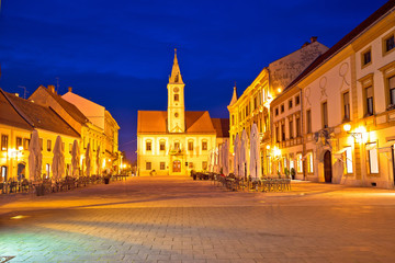 Fototapeta na wymiar Varazdin baroque square evening view