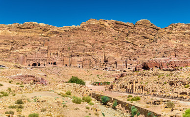 The Colonnaded street and the Royal Tombs at Petra