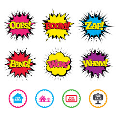 For sale icons. Real estate selling.