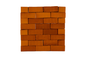 Brick wall. Rectangular brickwork isolated on white background.