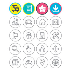 GPS navigation icon. Car, Bus and Ship transport.