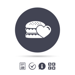 Hamburger icon. Burger food symbol.