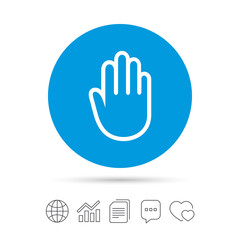 Hand sign icon. No Entry or stop symbol.