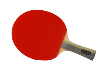 Racket for table tennis with red overlays isolated on a white background