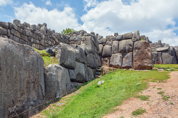 Ruins of the ancient Inca fortress Saksaywaman near Cusco in Sacred Valley, Peru (since 1983 was...