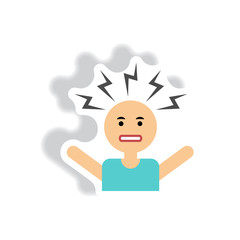 stylish icon in label, tag, sticky man headache