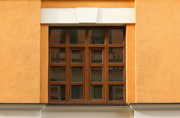 Vintage building with plastic window