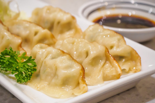 Gyoza dumplings with vegetables