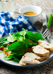 chicken with curried spinach salad