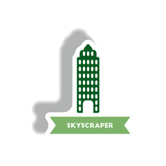 stylish icon in paper sticker style building skyscraper