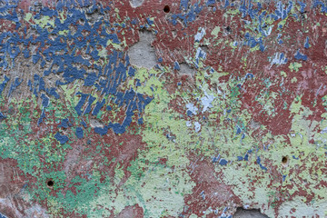Close up colorful damaged cement plaster texture